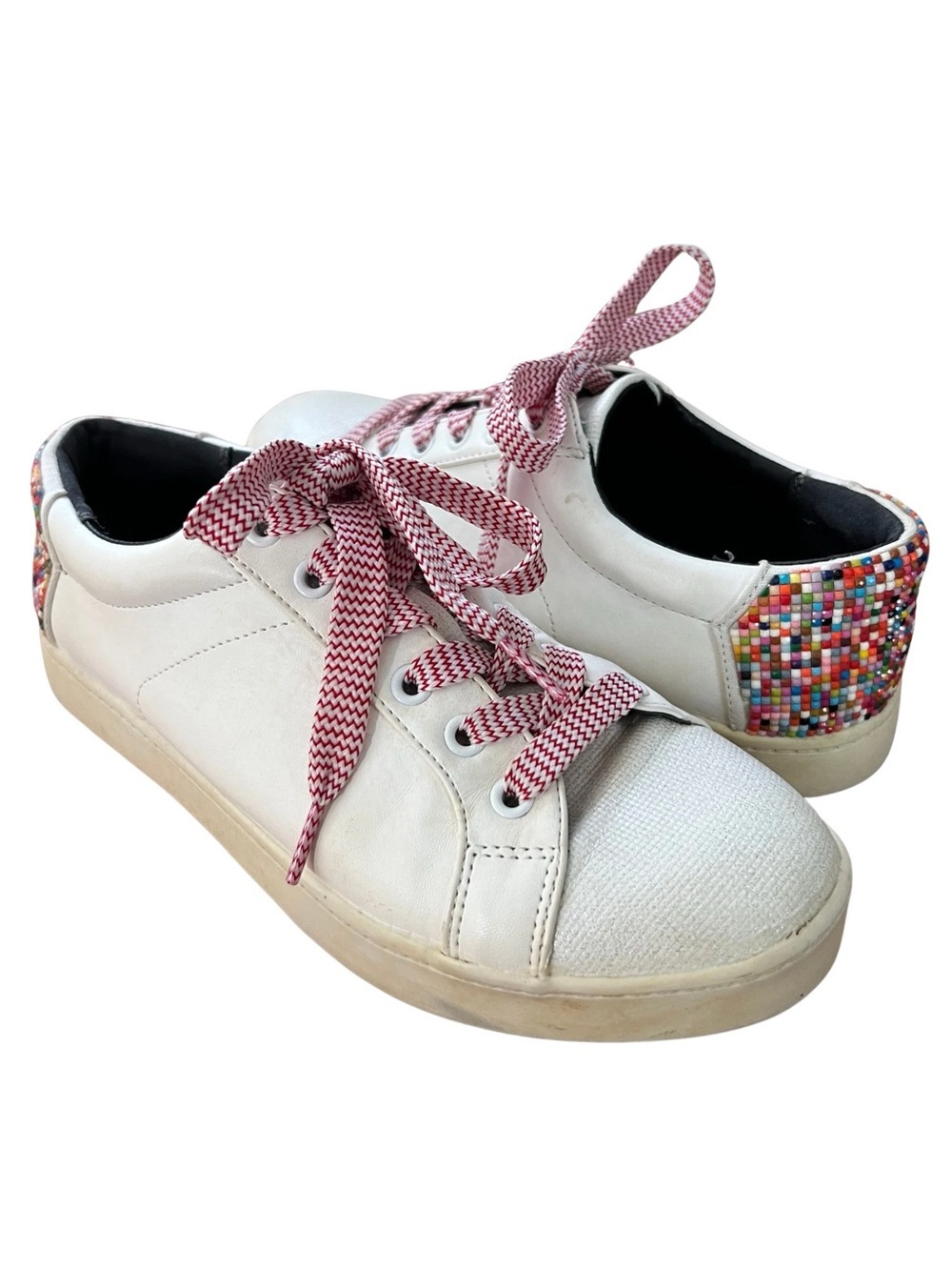 Circus by Sam Edelman White Sneakers Rainbow Beaded Heel Women’s 8